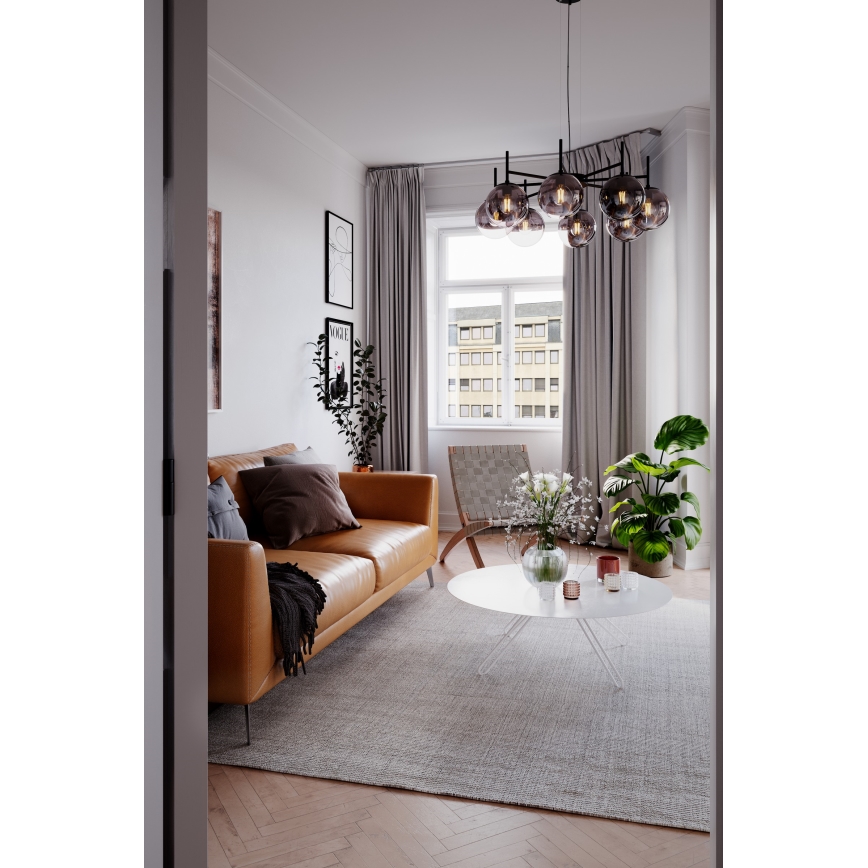 ByRydens - Lámpara colgante BOYLE 8xE27/5W/230V ahumado/negro diá. 83 cm