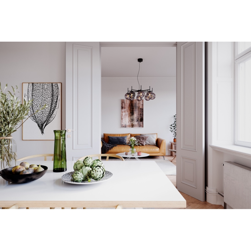 ByRydens - Lámpara colgante BOYLE 8xE27/5W/230V ahumado/negro diá. 83 cm