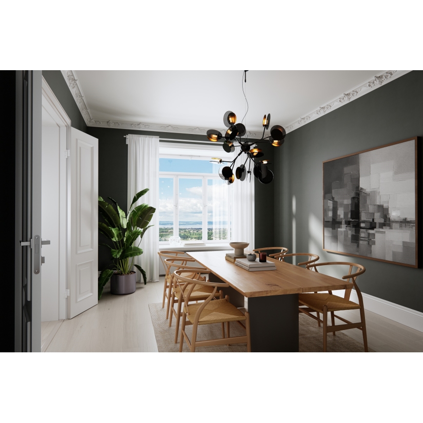 ByRydens - Lámpara colgante TURNO 18xG9/4W/230V dorado/negro diá. 80 cm