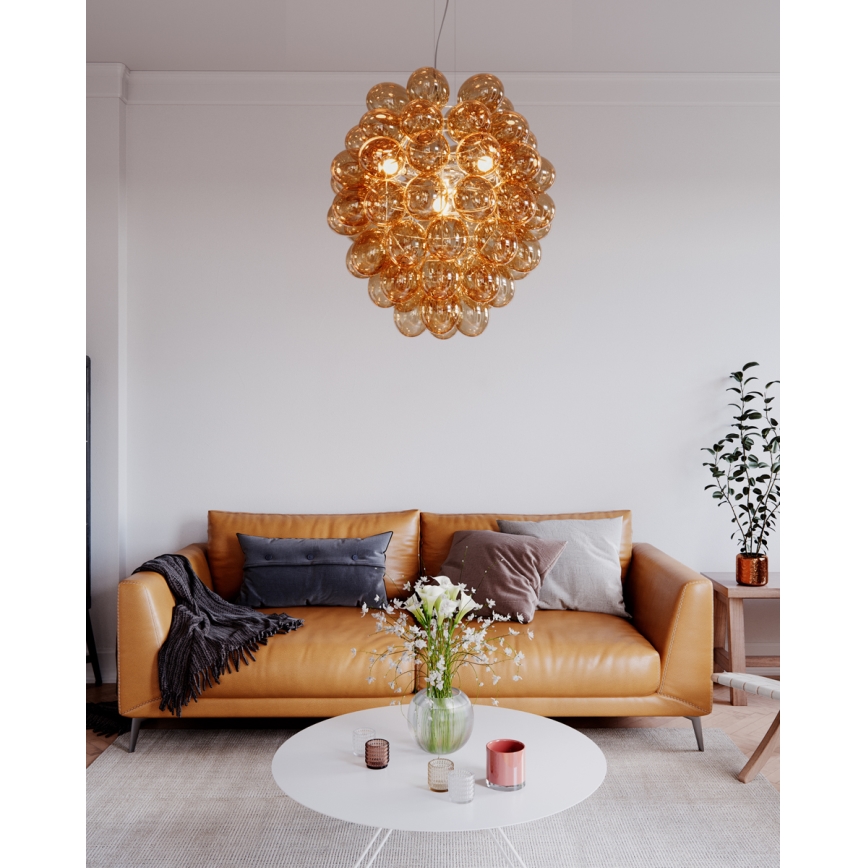 ByRydens - Lámpara colgante DELUXE 4xE14/5W/230V ahumado/marrón diá. 64 cm