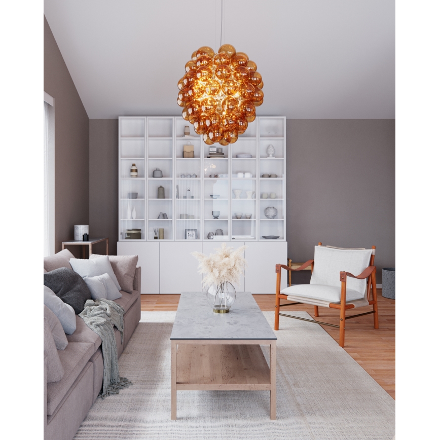 ByRydens - Lámpara colgante DELUXE 4xE14/5W/230V ahumado/marrón diá. 64 cm