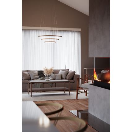 ByRydens - Lámpara LED colgante TRIONE LED/45W/230V marrón diá. 80 cm