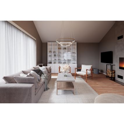 ByRydens - Lámpara LED colgante TRIONE LED/45W/230V marrón diá. 80 cm