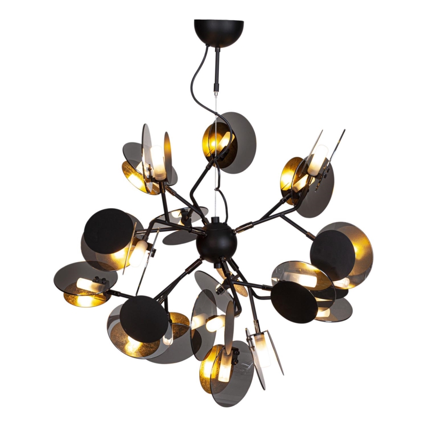 ByRydens - Lámpara colgante TURNO 18xG9/4W/230V dorado/negro diá. 80 cm