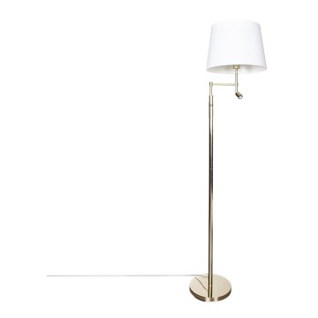 ByRydens - Lámpara LED de pie ORLANDO 1xE27/5W/230V + LED/3W blanco/dorado diá. 36 cm
