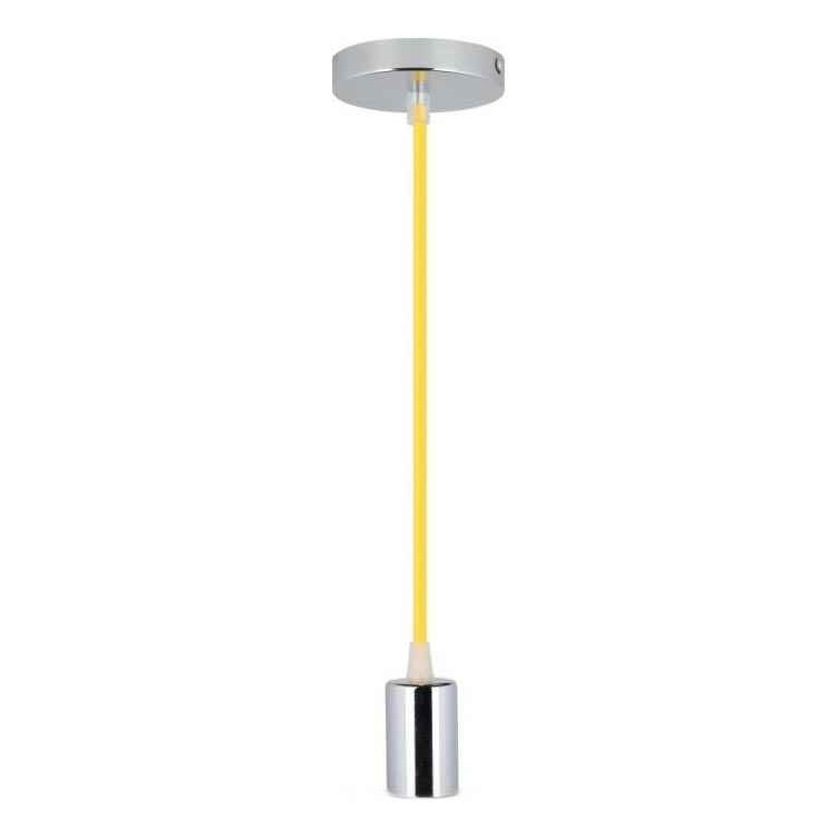 Cable de alimentación 1xE27/60W/230V amarillo/cromo brillante