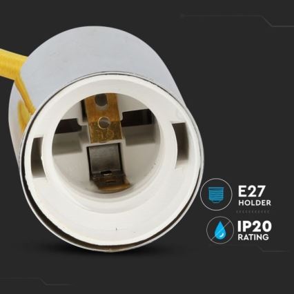 Cable de alimentación 1xE27/60W/230V amarillo/cromo brillante