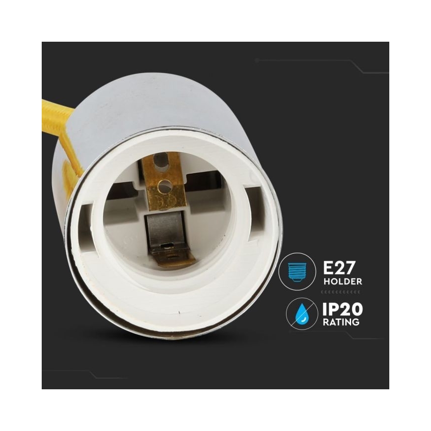 Cable de alimentación 1xE27/60W/230V amarillo/cromo brillante