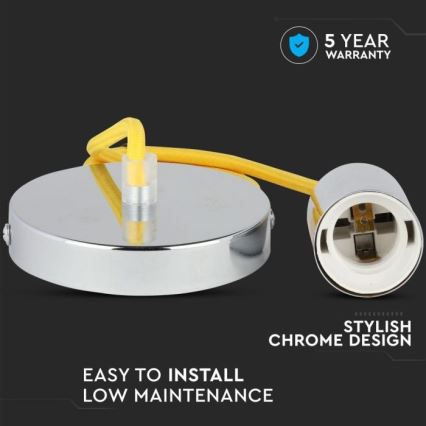 Cable de alimentación 1xE27/60W/230V amarillo/cromo brillante