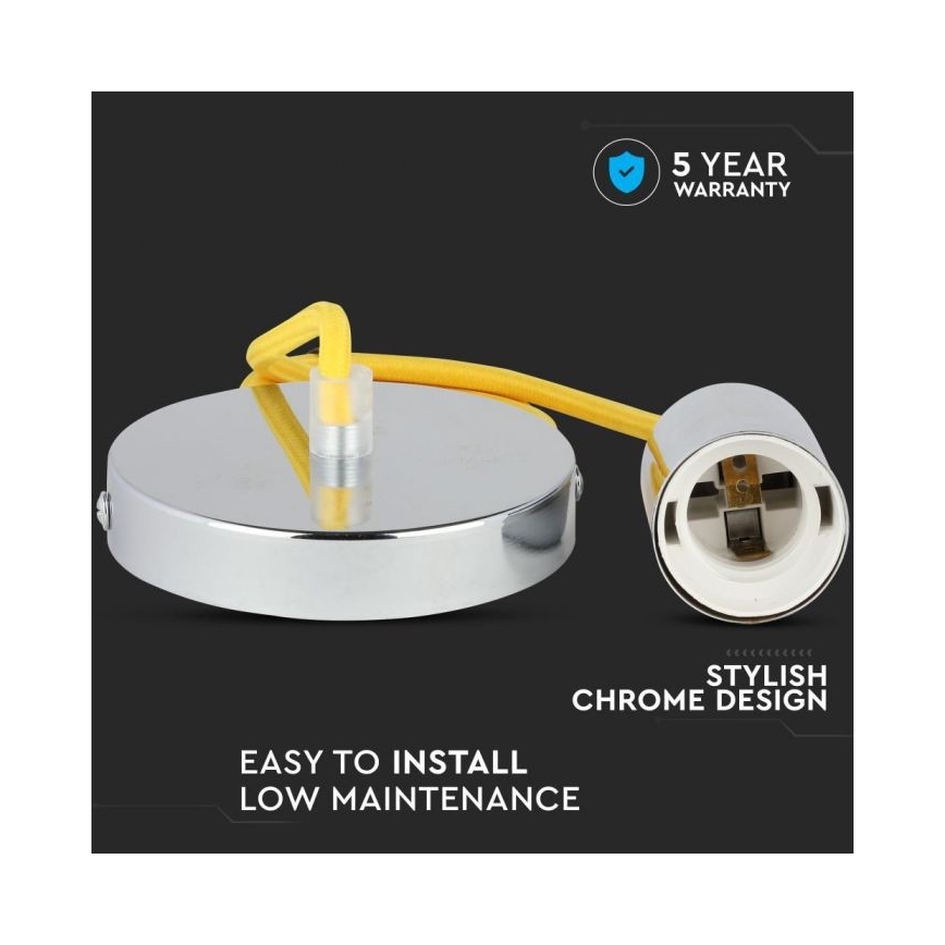 Cable de alimentación 1xE27/60W/230V amarillo/cromo brillante