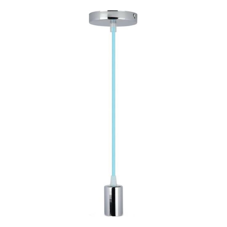Cable de alimentación 1xE27/60W/230V azul claro/cromo brillante