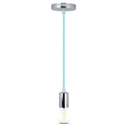 Cable de alimentación 1xE27/60W/230V azul claro/cromo brillante