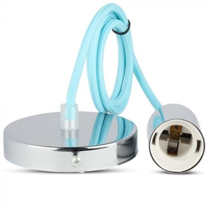 Cable de alimentación 1xE27/60W/230V azul claro/cromo brillante