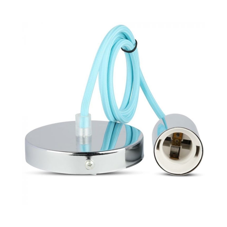 Cable de alimentación 1xE27/60W/230V azul claro/cromo brillante