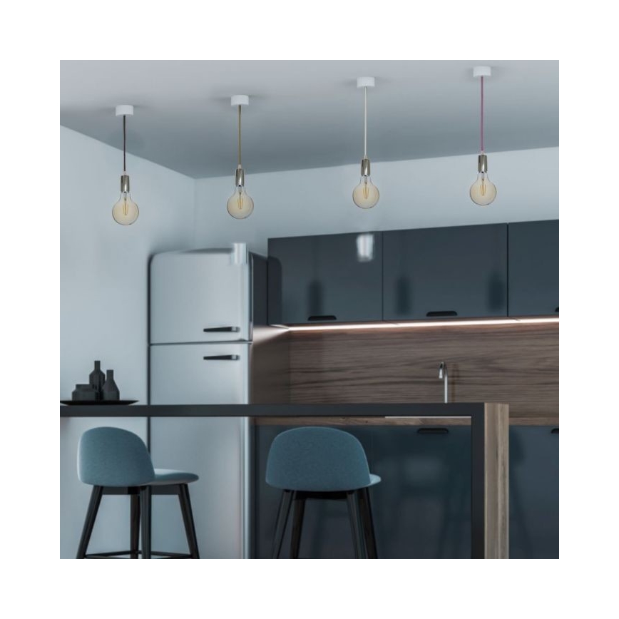 Cable de alimentación 1xE27/60W/230V azul/cromo brillante