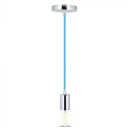 Cable de alimentación 1xE27/60W/230V azul/cromo brillante