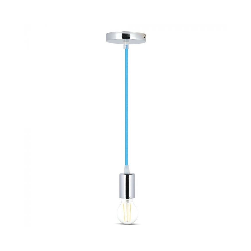 Cable de alimentación 1xE27/60W/230V azul/cromo brillante