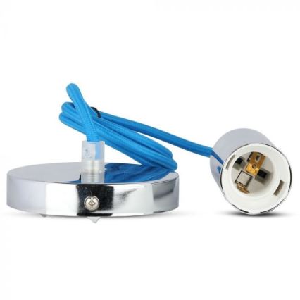 Cable de alimentación 1xE27/60W/230V azul/cromo brillante