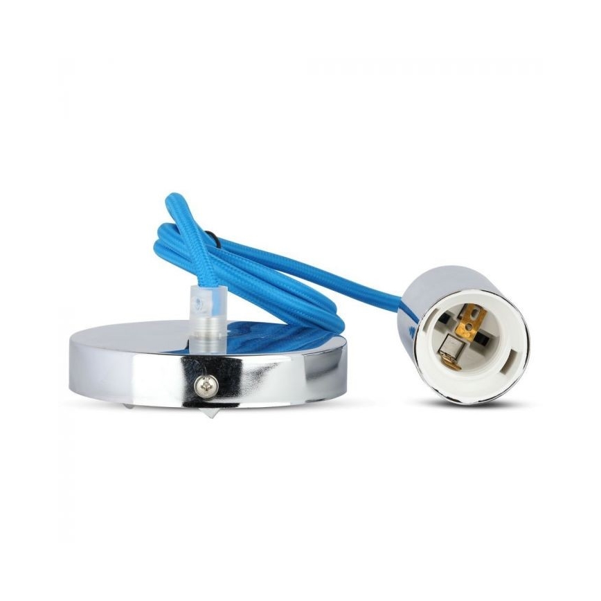 Cable de alimentación 1xE27/60W/230V azul/cromo brillante