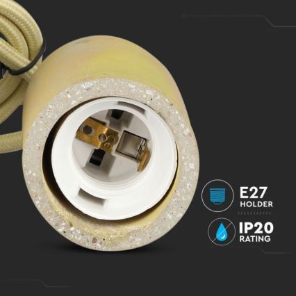 Cable de alimentación 1xE27/60W/230V concreto/amarillo