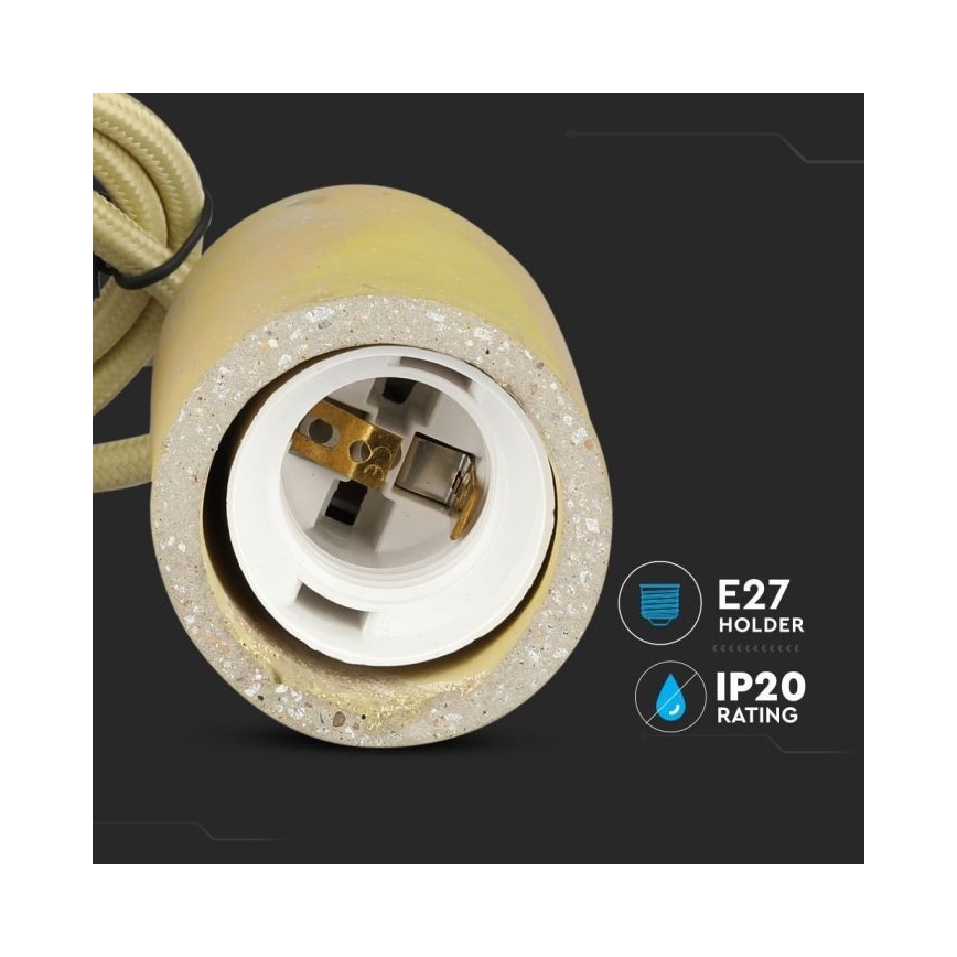 Cable de alimentación 1xE27/60W/230V concreto/amarillo