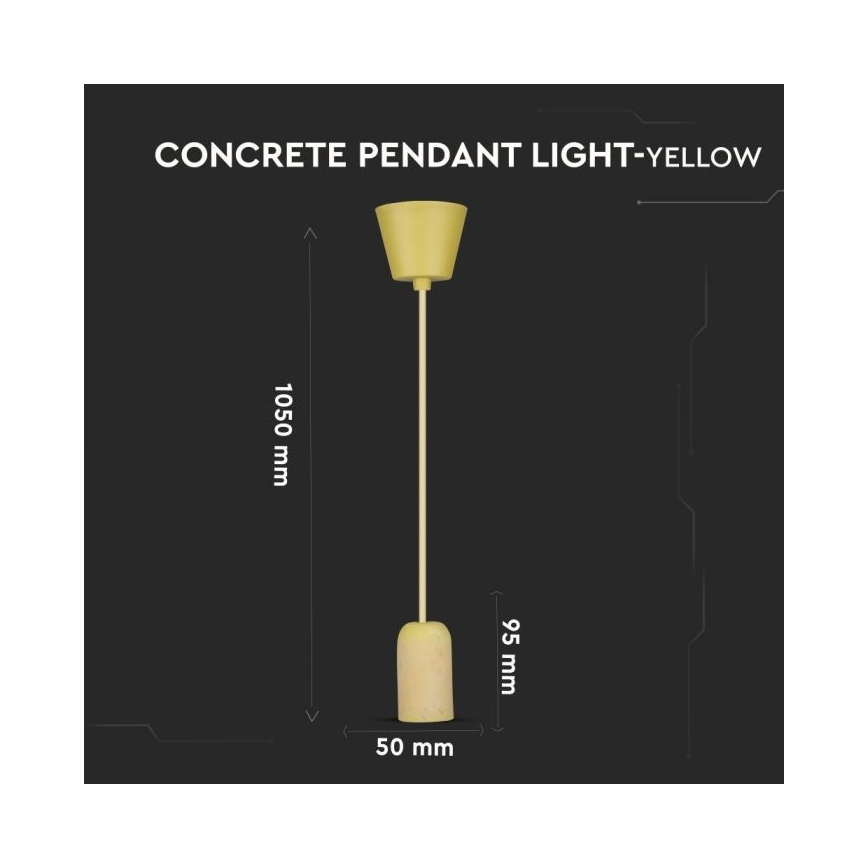 Cable de alimentación 1xE27/60W/230V concreto/amarillo