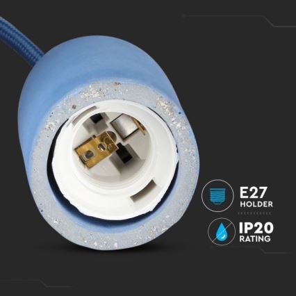 Cable de alimentación 1xE27/60W/230V concreto/azul