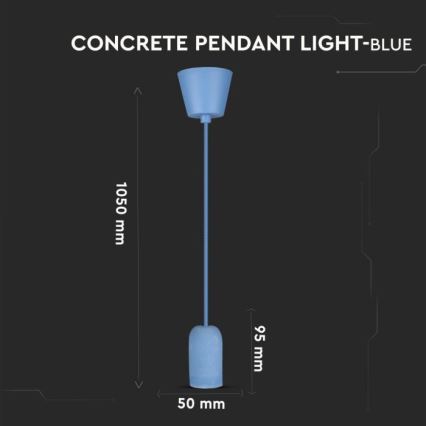 Cable de alimentación 1xE27/60W/230V concreto/azul