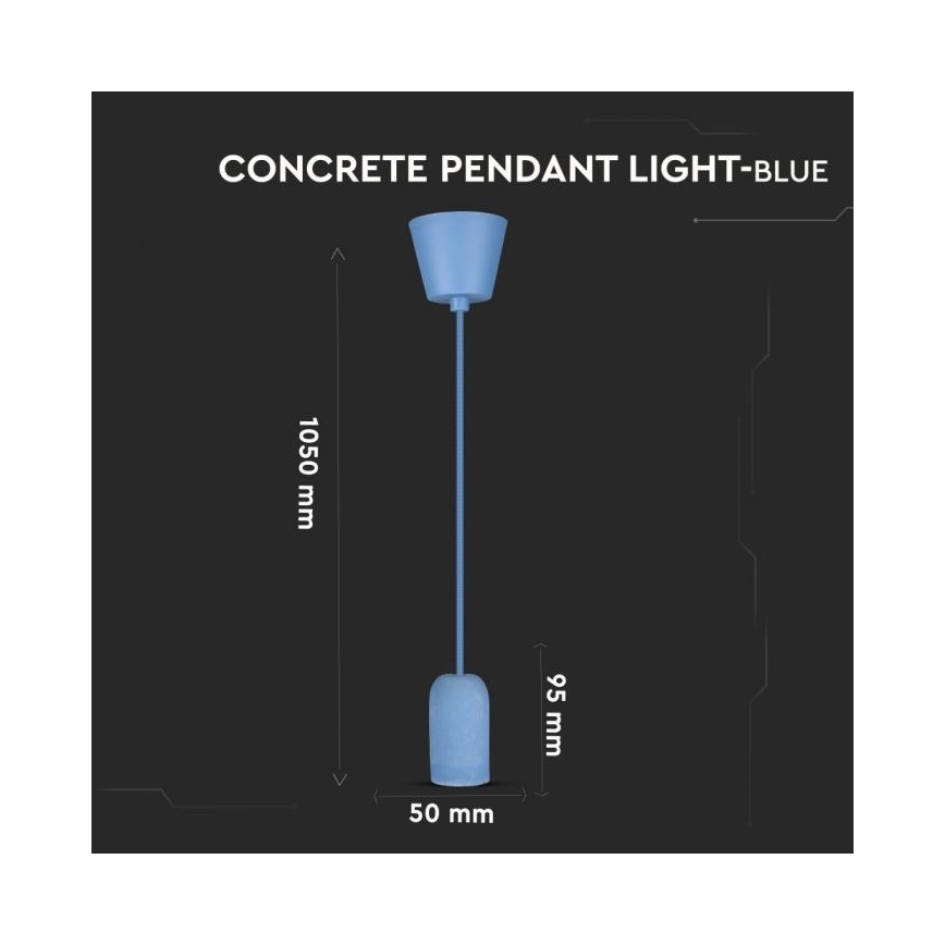 Cable de alimentación 1xE27/60W/230V concreto/azul