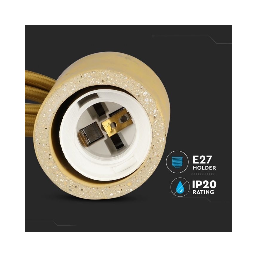 Cable de alimentación 1xE27/60W/230V concreto/beige