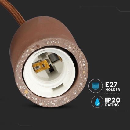 Cable de alimentación 1xE27/60W/230V concreto/marrón