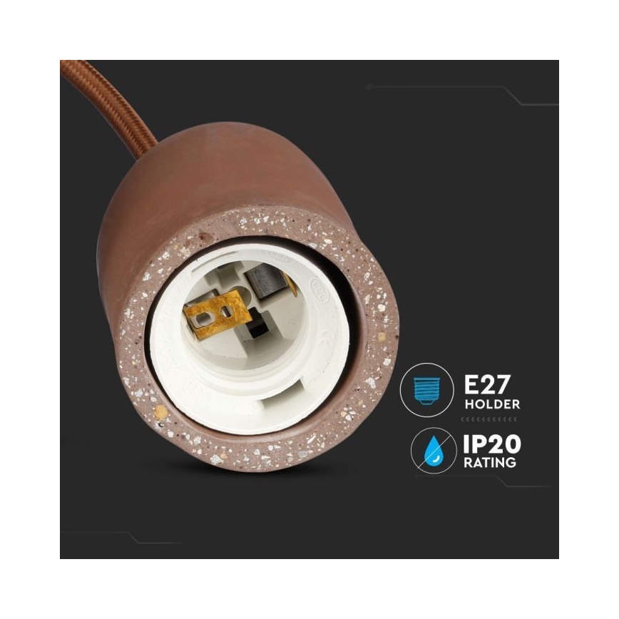 Cable de alimentación 1xE27/60W/230V concreto/marrón
