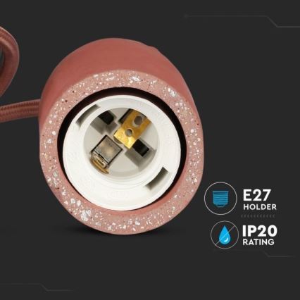 Cable de alimentación 1xE27/60W/230V concreto/rojo