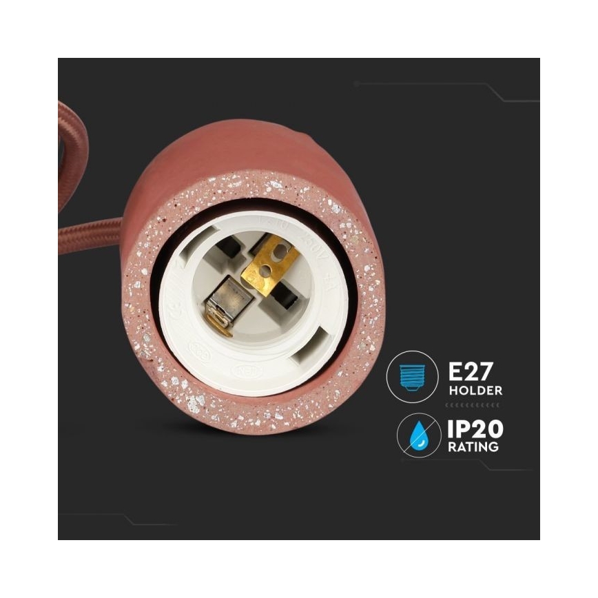 Cable de alimentación 1xE27/60W/230V concreto/rojo
