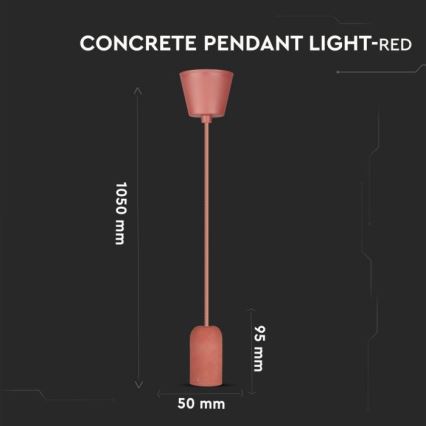 Cable de alimentación 1xE27/60W/230V concreto/rojo