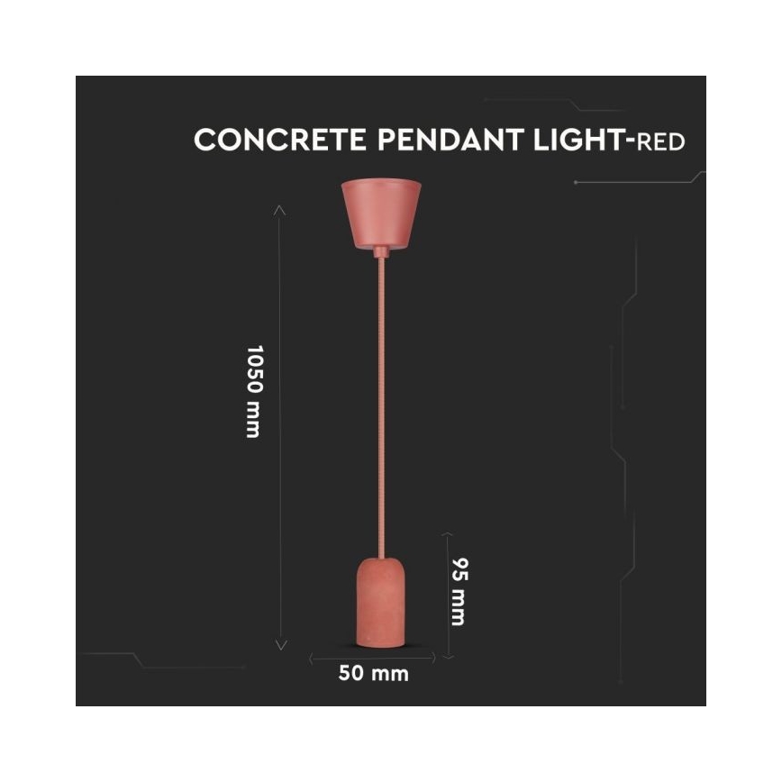 Cable de alimentación 1xE27/60W/230V concreto/rojo