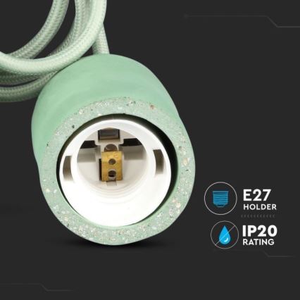 Cable de alimentación 1xE27/60W/230V concreto/verde