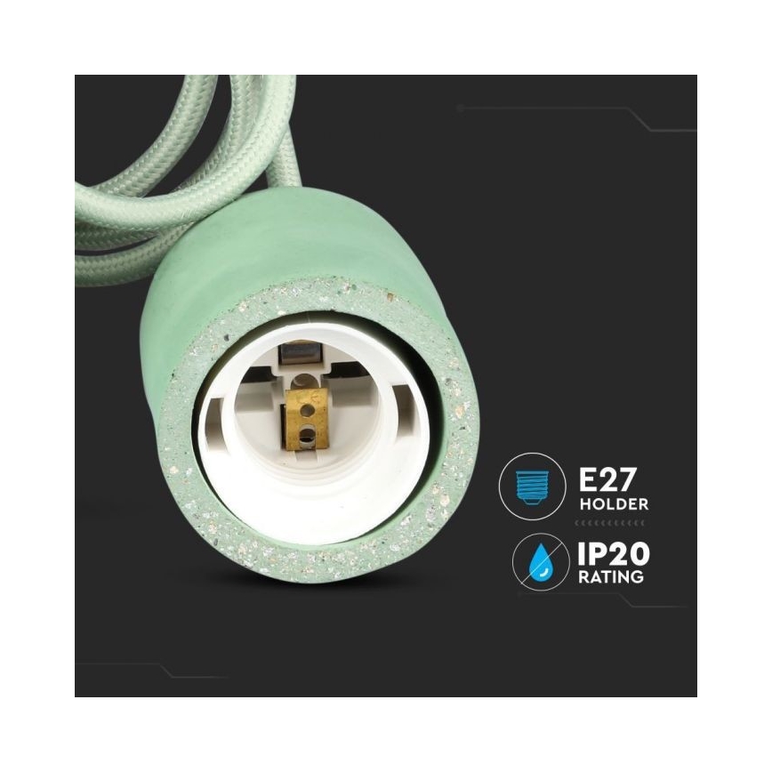 Cable de alimentación 1xE27/60W/230V concreto/verde