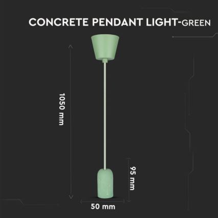 Cable de alimentación 1xE27/60W/230V concreto/verde