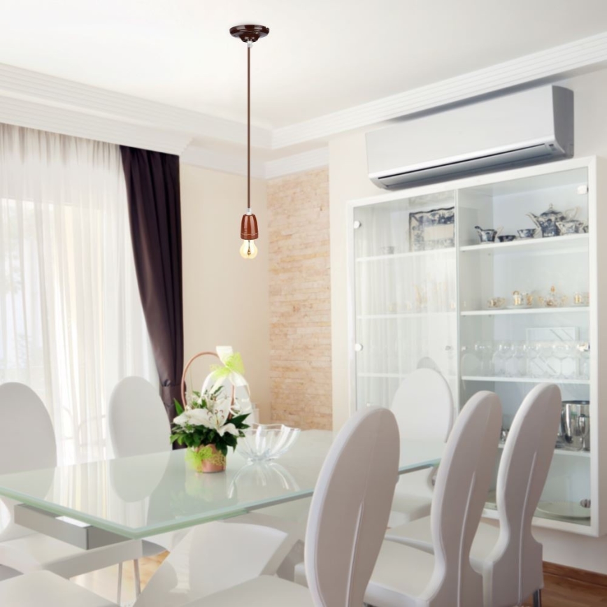 Cable de alimentación 1xE27/60W/230V marrón/porcelana