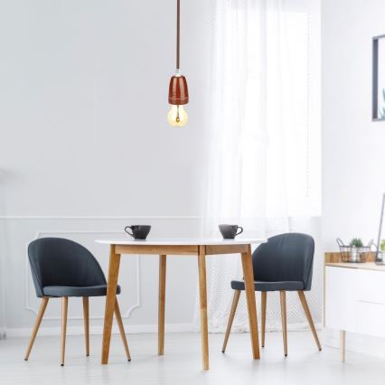 Cable de alimentación 1xE27/60W/230V marrón/porcelana