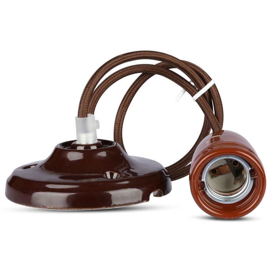 Cable de alimentación 1xE27/60W/230V marrón/porcelana