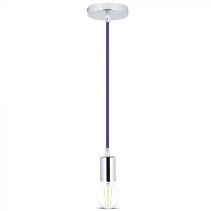 Cable de alimentación 1xE27/60W/230V morada/cromo brillante