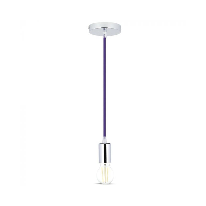 Cable de alimentación 1xE27/60W/230V morada/cromo brillante