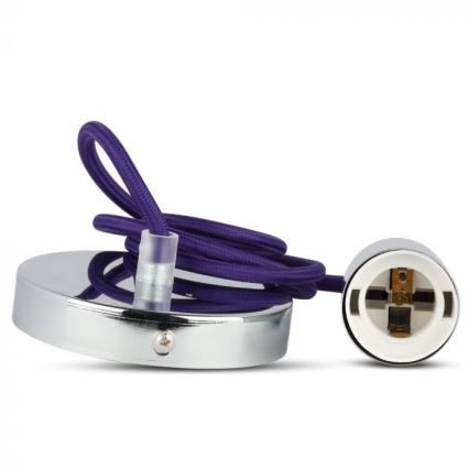 Cable de alimentación 1xE27/60W/230V morada/cromo brillante