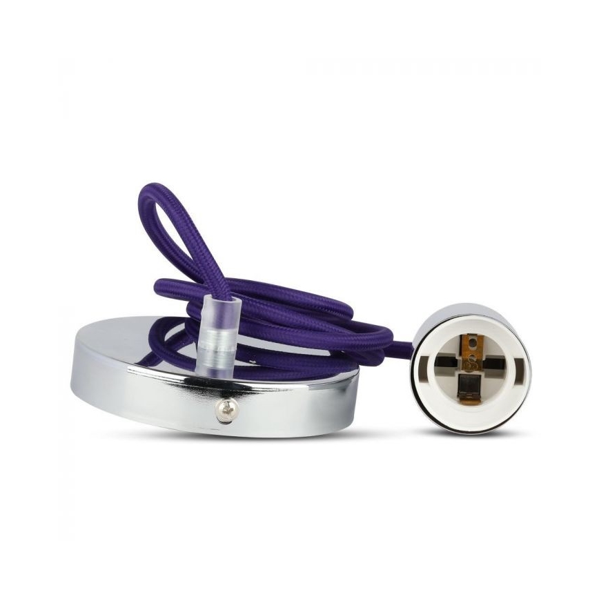 Cable de alimentación 1xE27/60W/230V morada/cromo brillante