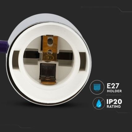 Cable de alimentación 1xE27/60W/230V morada/cromo brillante