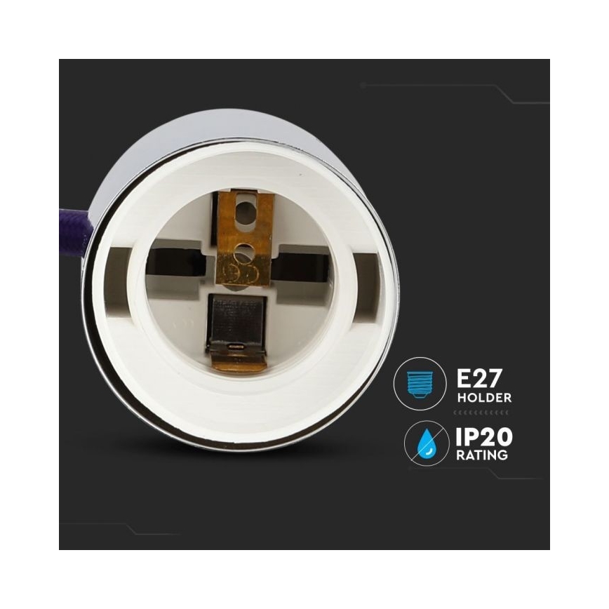 Cable de alimentación 1xE27/60W/230V morada/cromo brillante