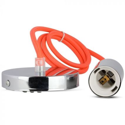 Cable de alimentación 1xE27/60W/230V naranja/cromo brillante
