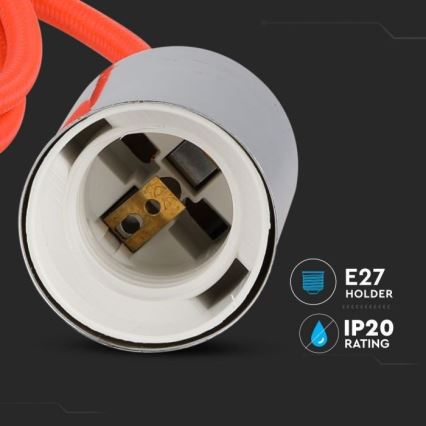 Cable de alimentación 1xE27/60W/230V naranja/cromo brillante